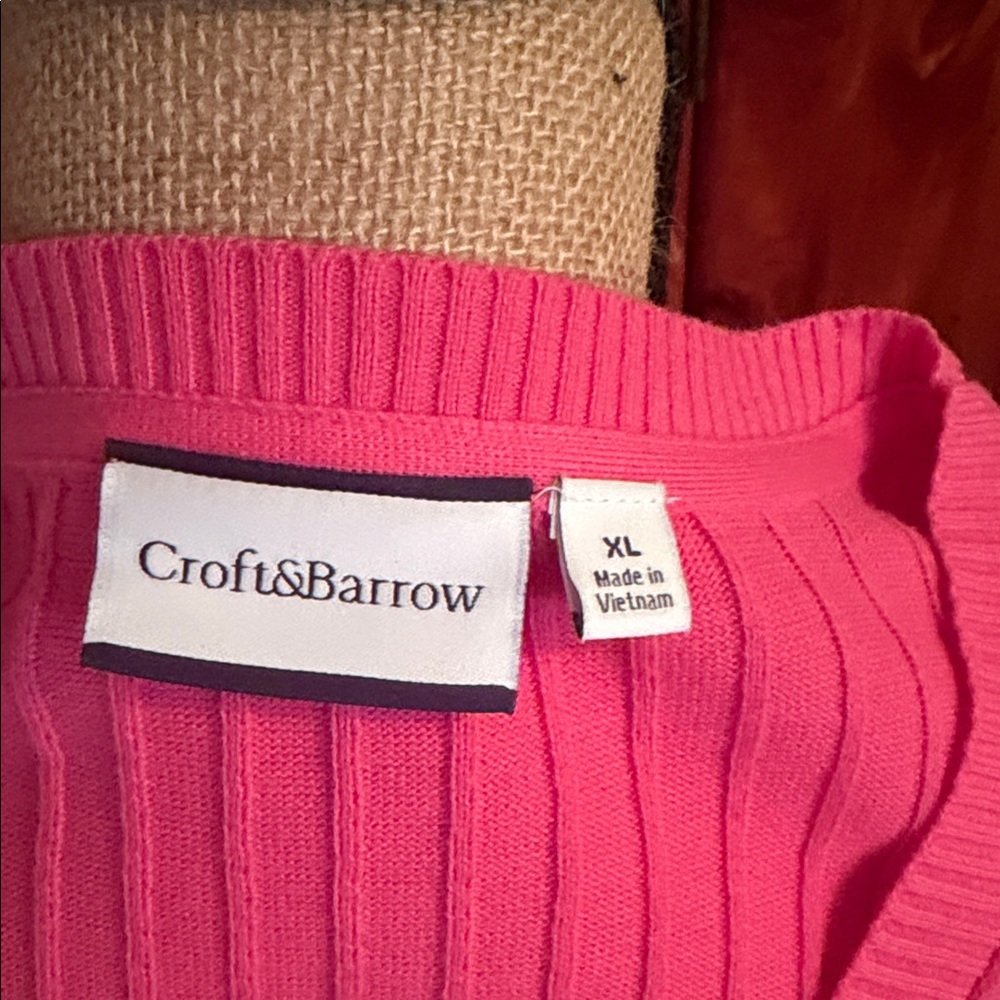 Croft & Barrow Pink Ribbed Cardigan - Picture 3 of 3